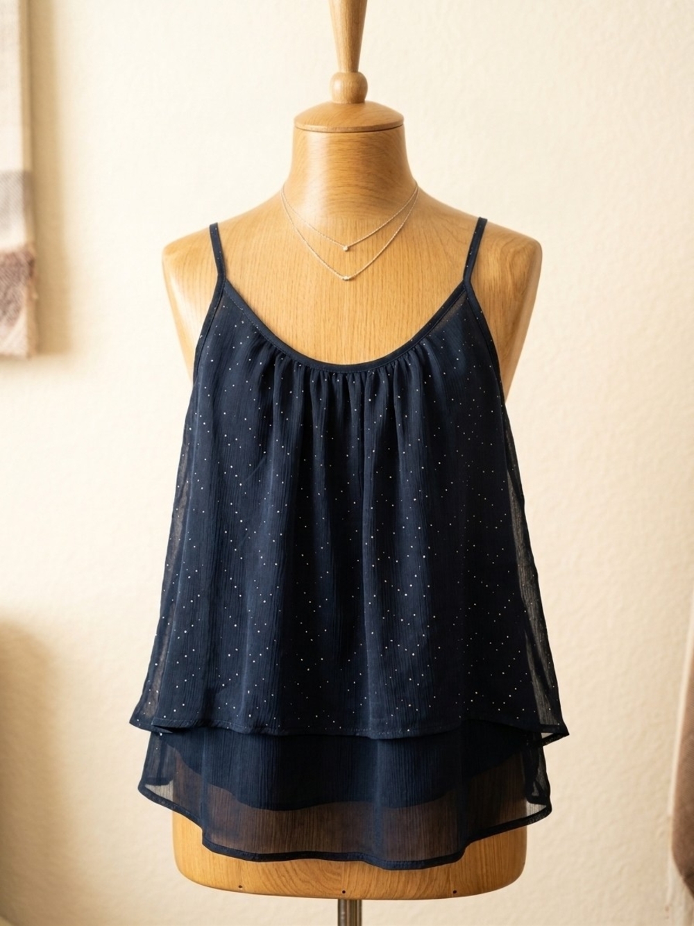 Forever 21 Navy Sparkle Layered Cami
